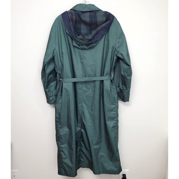 Vintage 80s Current Seen Womens 9/10 Green Long Trench Jacket Coat Rain READ - Picture 15 of 16